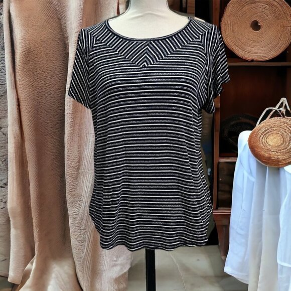 Anthropologie Brand Dolan Striped Flutter Sleeve Navy Striped Top Size XL - Picture 1 of 8